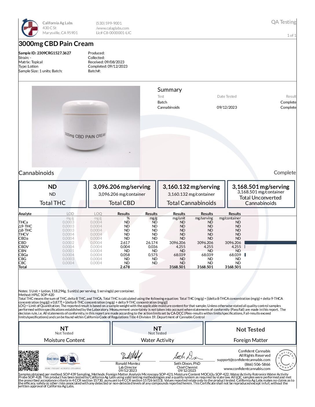 PAIN CREAM, 3000mg CBD with ALOE