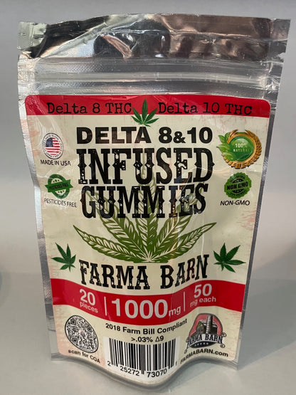 ∆8 / ∆10 Gummies (1,000mg total) 50mg each